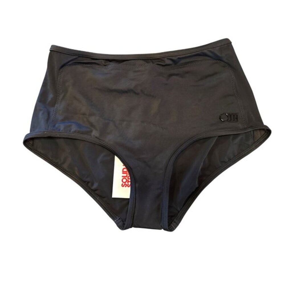 Solid & Striped Black High-Waisted Bikini Bottoms Size M Nylon Blend With Tags